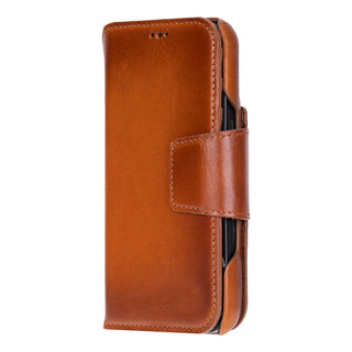 iPhone 17 Pro Max Leather Wallet Case - Burkley Classic 2-in-1 Detachable Folio, Rustic Tan