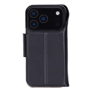 iPhone 17 Pro Max Leather Wallet Case - Burkley Classic 2-in-1 Detachable Folio, Rustic Black