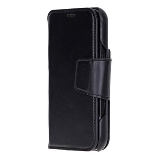iPhone 17 Pro Leather Wallet Case - Burkley Classic 2-in-1 Detachable Folio, Rustic Black