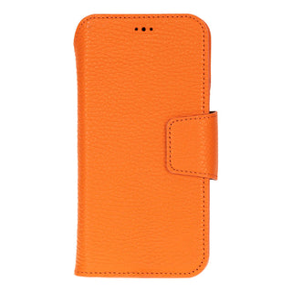 iPhone 17 Pro Leather Wallet Case - Burkley Classic 2-in-1 Detachable Folio, Pebble Orange