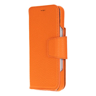 iPhone 17 Pro Leather Wallet Case - Burkley Classic 2-in-1 Detachable Folio, Pebble Orange
