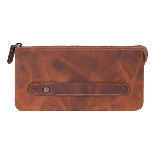 Majeste Leather Clutch Bag, Saddle Brown