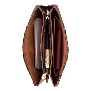 Majeste Leather Clutch Bag, Saddle Brown