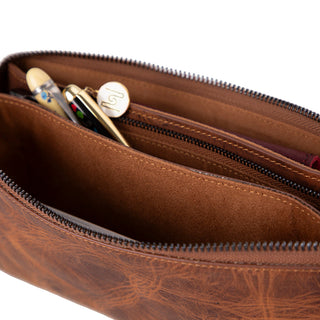 Majeste Leather Clutch Bag, Pebble Black