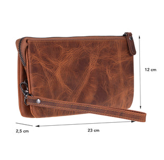 Majeste Leather Clutch Bag, Saddle Brown