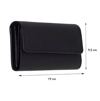Noble Leather Women's Wallet, Pebble Black