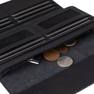 Noble Leather Women's Wallet, Pebble Black