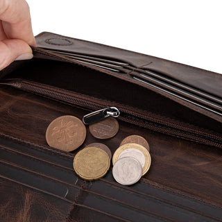 Aura Leather Women's Wallet, Dark Brown