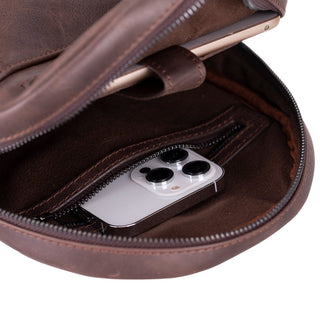 Blake Full‑Grain Leather Crossbody Bag, Brown