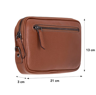 Noma Full‑Grain Leather Clutch Bag, Pebble Tan