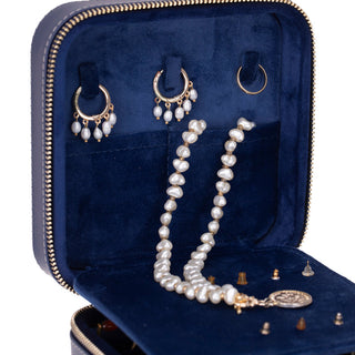 Amanda Full‑Grain Leather Jewelry Box, Peach