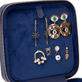 Amanda Full‑Grain Leather Jewelry Box, Black