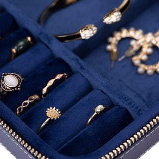 Amanda Full‑Grain Leather Jewelry Box, Burgundy