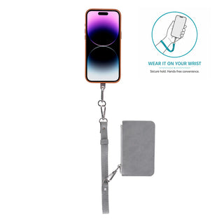 Marlow PU Leather Phone Strap & Wallet Set, Gray