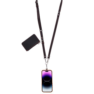 Marlow PU Leather Phone Strap & Wallet Set, Black