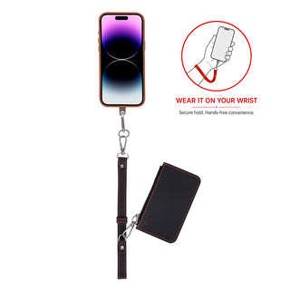Marlow PU Leather Phone Strap & Wallet Set, Black