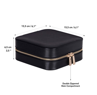 Amanda Full‑Grain Leather Jewelry Box, Black