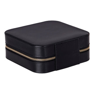 Amanda Full‑Grain Leather Jewelry Box, Black
