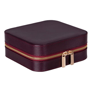 Amanda Full‑Grain Leather Jewelry Box, Burgundy