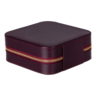 Amanda Full‑Grain Leather Jewelry Box, Peach