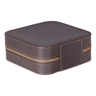 Amanda Full‑Grain Leather Jewelry Box, Peach