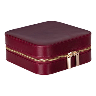 Amanda Full‑Grain Leather Jewelry Box, Burgundy