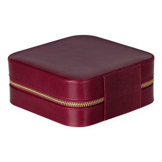 Amanda Full‑Grain Leather Jewelry Box, Burgundy
