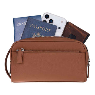 Trevor Leather Dopp Kit, Tan