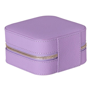 Amanda Full‑Grain Leather Jewelry Box, Lilac