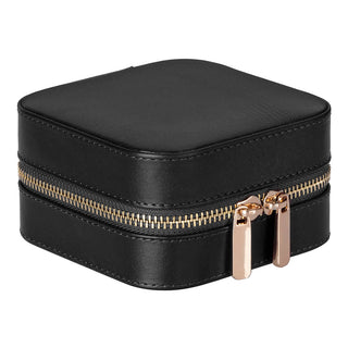 Amanda Full‑Grain Leather Jewelry Box, Black