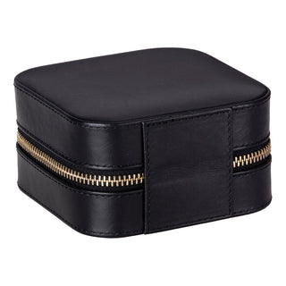 Amanda Full‑Grain Leather Jewelry Box, Black