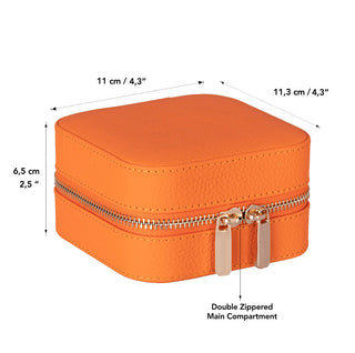 Amanda Full‑Grain Leather Jewelry Box, Peach