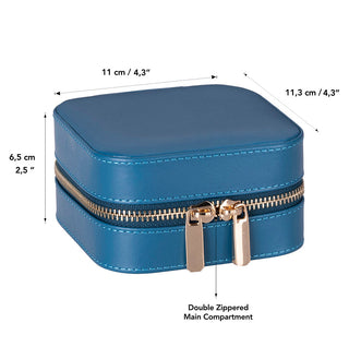 Amanda Full‑Grain Leather Jewelry Box, Blue