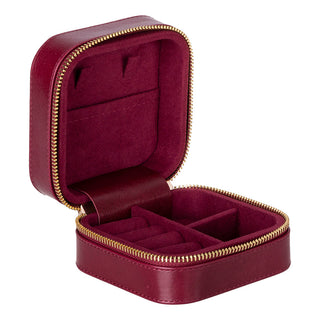 Amanda Full‑Grain Leather Jewelry Box, Peach