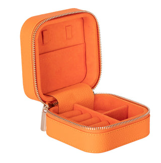 Amanda Full‑Grain Leather Jewelry Box, Orange