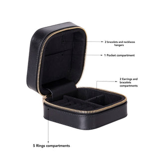 Amanda Full‑Grain Leather Jewelry Box, Burgundy