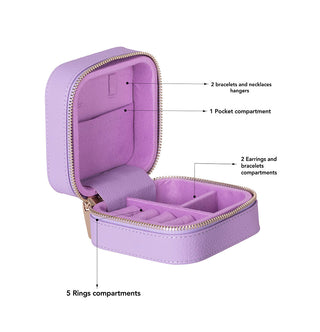 Amanda Full‑Grain Leather Jewelry Box, Blue