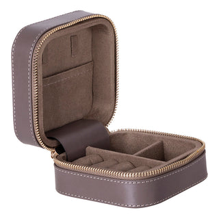 Amanda Full‑Grain Leather Jewelry Box, Black