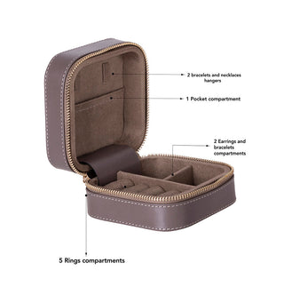 Amanda Full‑Grain Leather Jewelry Box, Orange