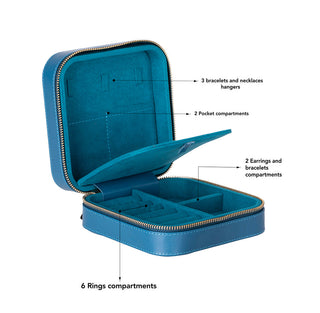 Amanda Full‑Grain Leather Jewelry Box, Black