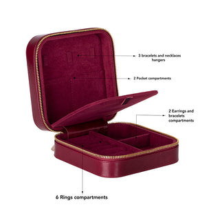 Amanda Full‑Grain Leather Jewelry Box, Orange