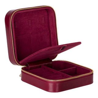 Amanda Full‑Grain Leather Jewelry Box, Blue