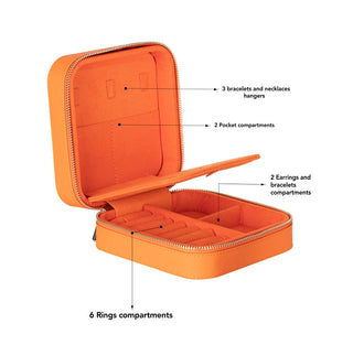 Amanda Full‑Grain Leather Jewelry Box, Orange