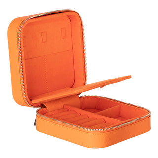 Amanda Full‑Grain Leather Jewelry Box, Orange