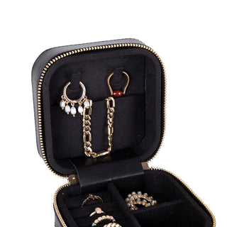 Amanda Full‑Grain Leather Jewelry Box, Peach