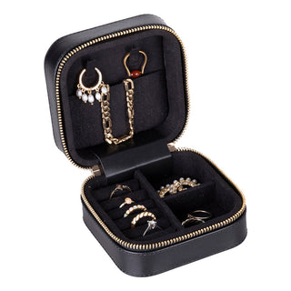 Amanda Full‑Grain Leather Jewelry Box, Blue