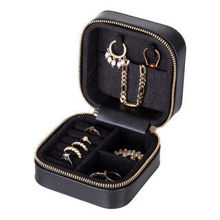 Amanda Full‑Grain Leather Jewelry Box, Peach