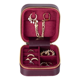 Amanda Full‑Grain Leather Jewelry Box, Blue