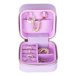 Amanda Full‑Grain Leather Jewelry Box, Blue