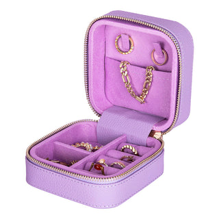 Amanda Full‑Grain Leather Jewelry Box, Lilac